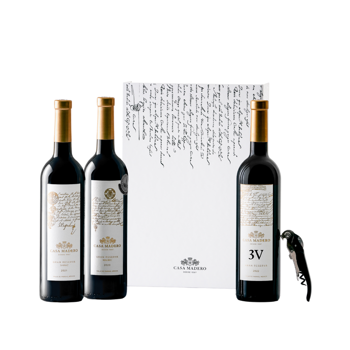 Coleccion Gran Reseva Obsequio Casa Madero 3 botellas vino tinto mexicano